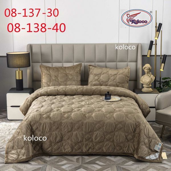 Покривало стьобане, велюр. Розмір 220х240. Koloco 08-137 фото