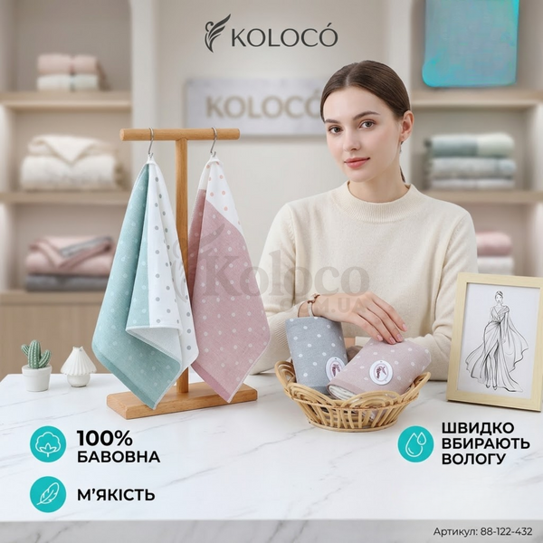 Кухонний махровий рушник. Розмір 35х75. Koloco 88-122 фото