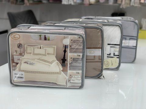 Комплект постільної білизни євро Koloco | Простирадло на резинці 164-2 фото