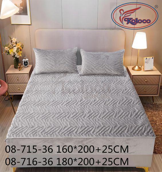 Велюрове покривало-простирадло на резинці 180х200+25 см. Koloco 08-716-40 фото