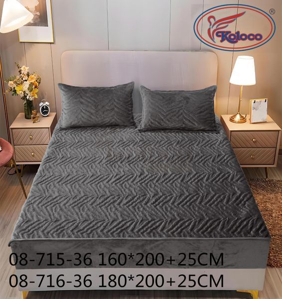Велюрове покривало-простирадло на резинці 180х200+25 см. Koloco 08-716-40 фото